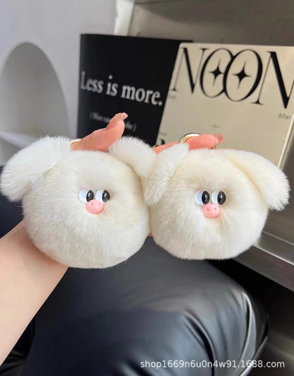 Cute Rabbit Fur Pig Keychain Plush Toy