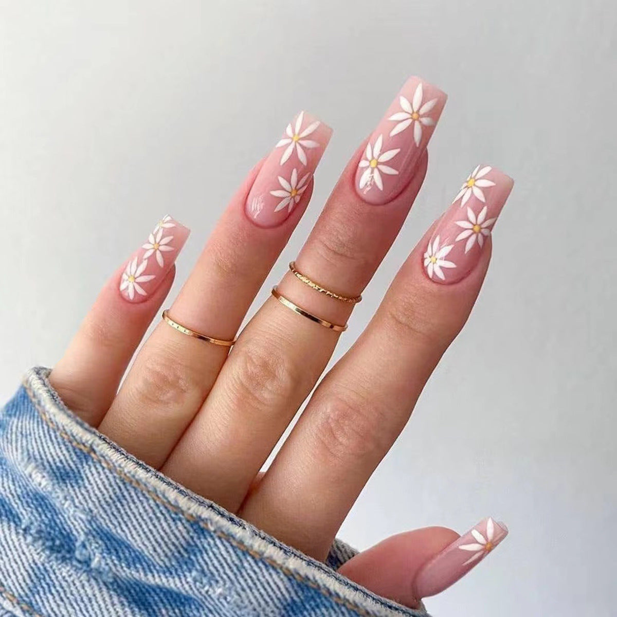 Sunflower Themed Nail Extensions, Rustic Chic Ready-to-Wear