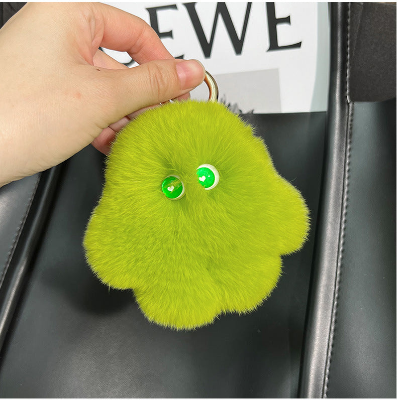 Cute Real Rabbit Fur Monster Keychain - Phone & Bag Charm