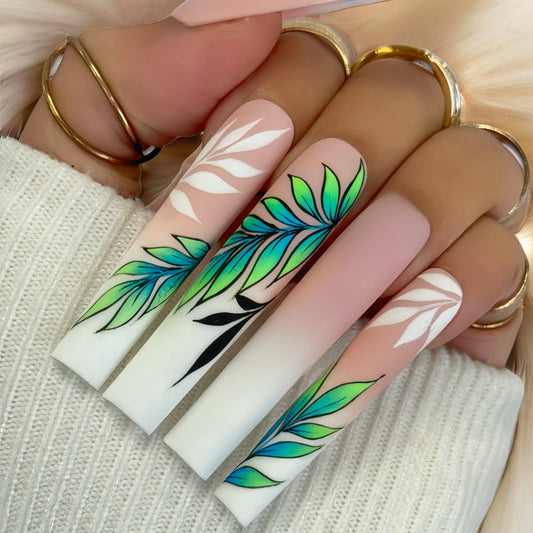 Long Tubular Gradient Spring Willow Leaf Nails ED18