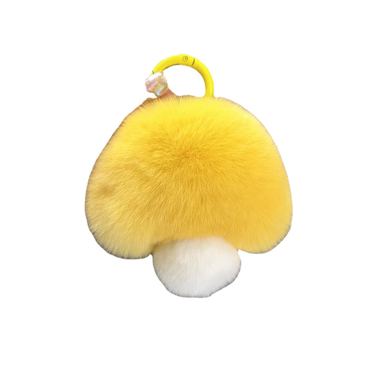 Cute Real Rabbit Fur Mushroom Keychain - Trendy Car Accessory