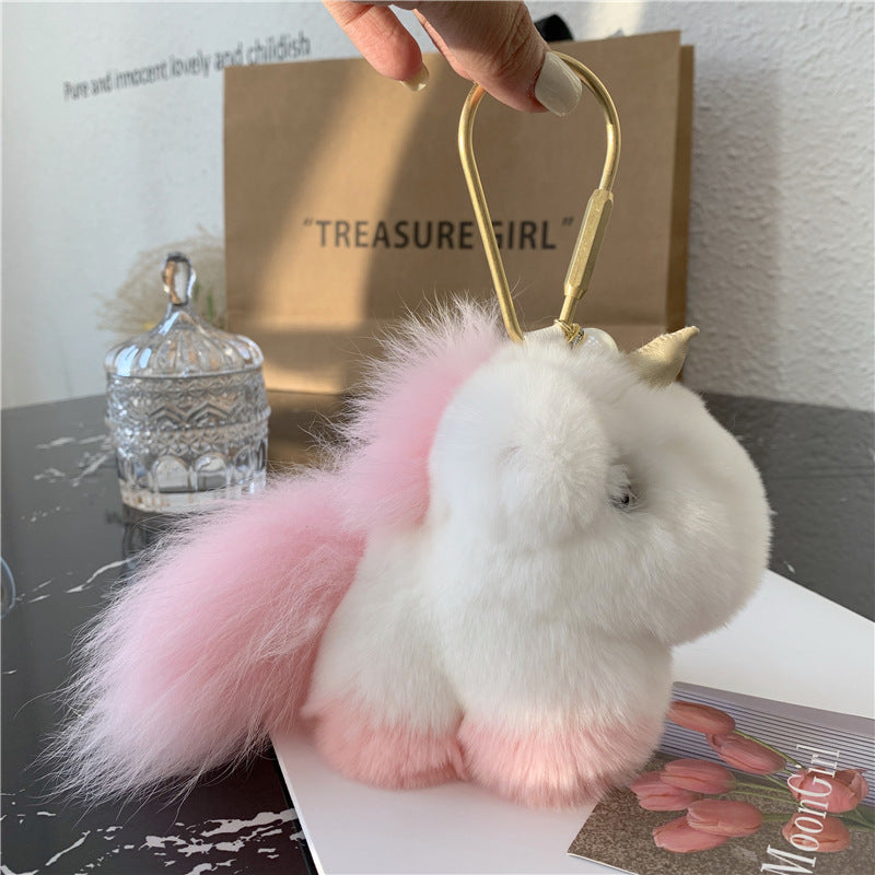 Cute Plush Marmot Rabbit Fur Unicorn Ornament Accessory