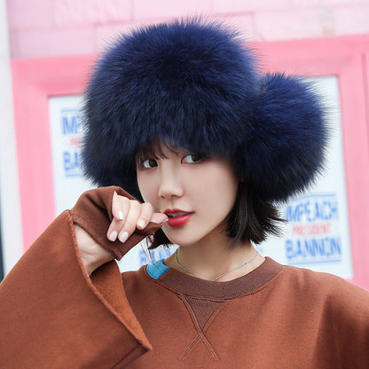 Warm Fox Fur Ear Flap Hat - Winter Accessory