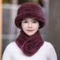 Winter Real Rabbit Fur Knit Hat & Scarf Set