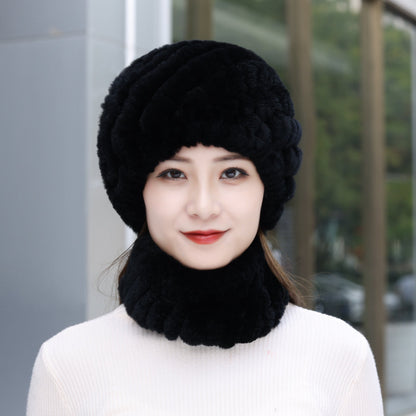 Warm Real Rabbit Fur Winter Hat for Seniors