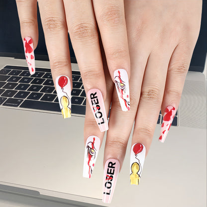 Ins-Style 24-Piece Lover or Loser Halloween Press-On Nails