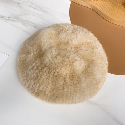 Vintage Korean Style Sable Fur Beret - Women's Winter Hat