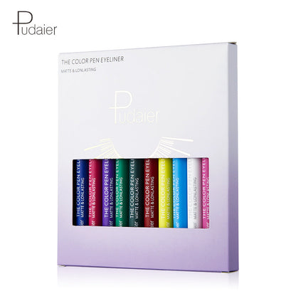 Pudaier 12-Color Liquid Eyeliner - Smudge-Proof, Long-Lasting, Matte Finish