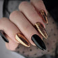 Sweet Cool Solid Press-On Nails - Almond Shape Black Gold