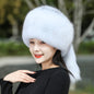 Warm Fox Fur Pom Pom Hat - Winter Accessory