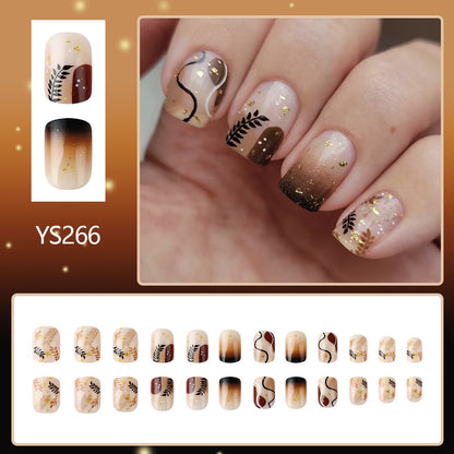 New FashionShort Shiny Autumn/Winter Nail Decals - Leaves, Glitter, Flowers-homeunderwear