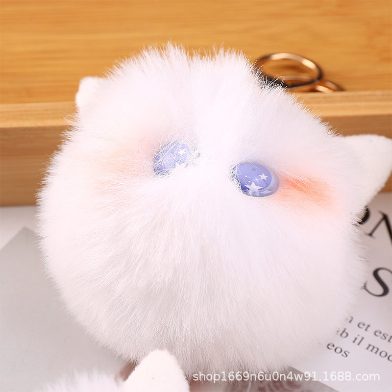 Cute Blushing Cat Keychain - Plush Toy Bag Charm