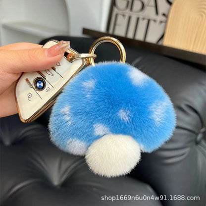 Cute Otter Fur Mushroom Keychain Plush Toy Gift