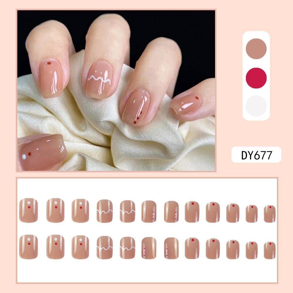 Tea Latte Wave Nail Art, Removable, Minimalist