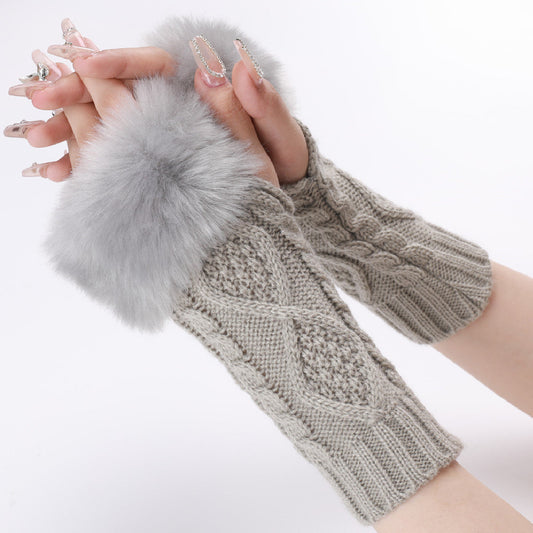 Short Woolen Knitted Gloves