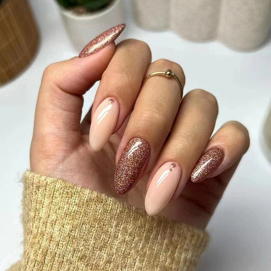 Almond Shape Flashy Full Coverage Sweet Cool Euro Ins Style Fake Nails