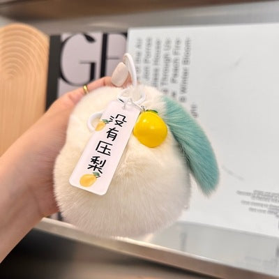 Rabbit Fur Keychain Fluffy Ball Bag Charm