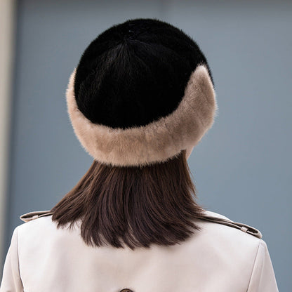 Warm Mink Fur Ear Flap Baseball Cap - Stylish Winter Accessory