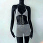 New Chain Strap Neck Nightclub Mini Dress