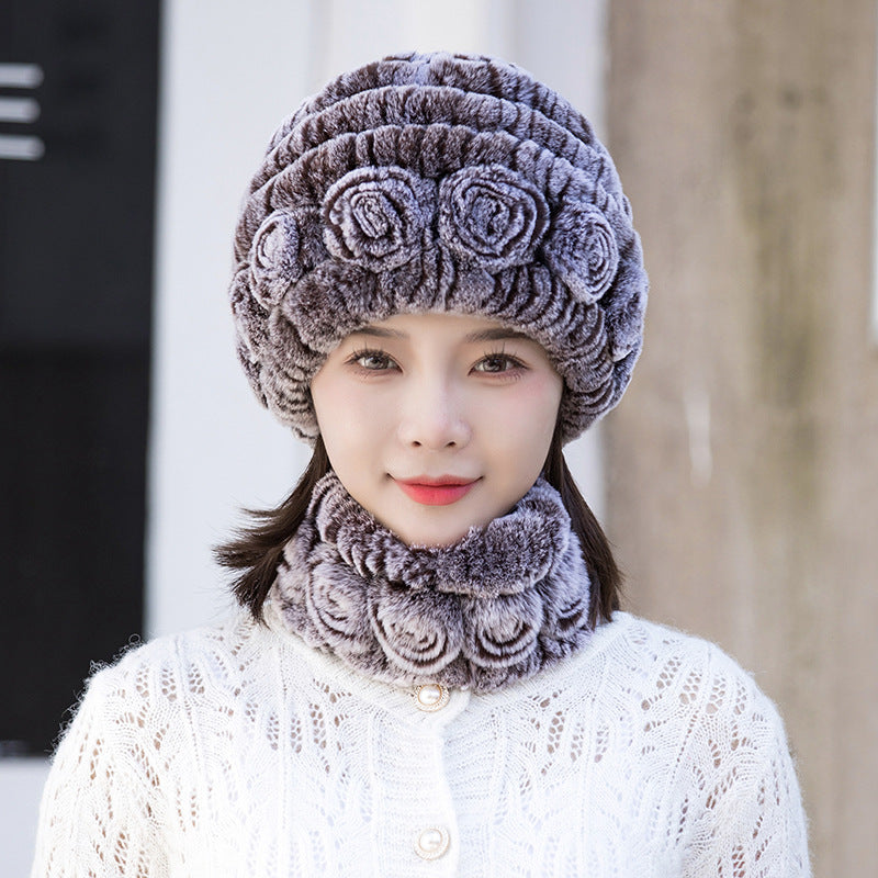 Stylish Real Rabbit Fur Ear Flap Hat - Warm Winter Accessory