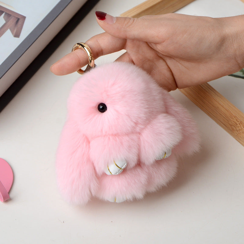 Wholesale Cute Faux Fur Bunny Keychain - Mini Decor