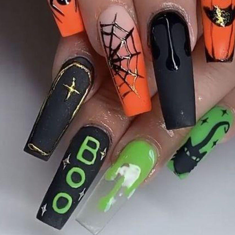 New FashionHalloween Spider Web and Ghost Face Nail Tips