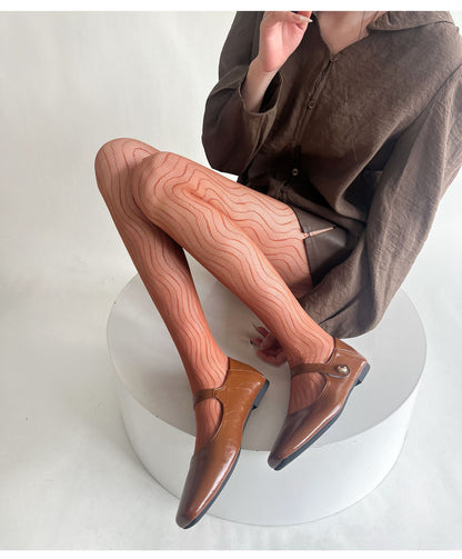 Sexy Thin Wavy Jacquard Lace Hollow Pantyhose
