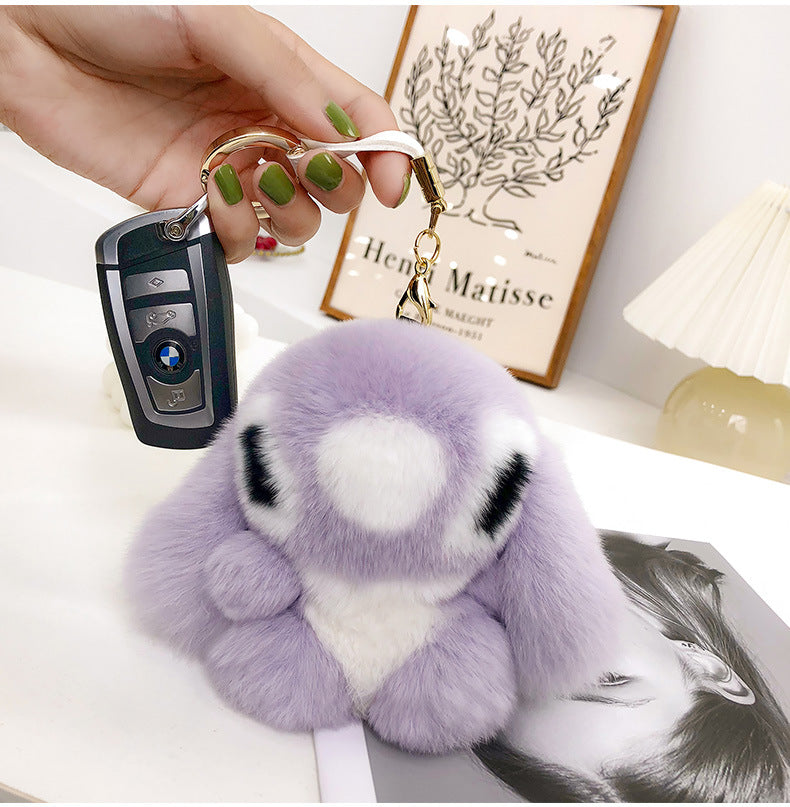 Cute Real Rabbit Fur Stitch Keychain - Accessory