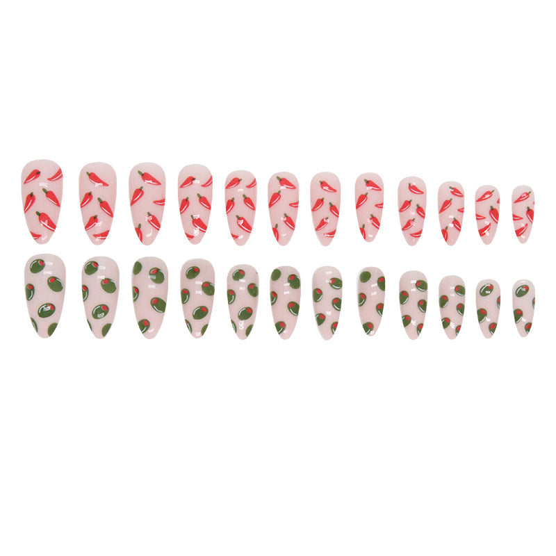 Almond Red Chili Pepper Nails Cute Ins Style-Homeunderwear