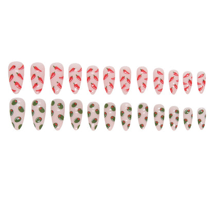 Almond Red Chili Pepper Nails Cute Ins Style-Homeunderwear