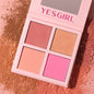 4-Color Blush Palette - Fine Glitter, Matte Finish