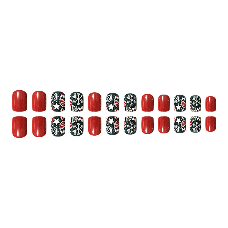 New FashionRemovable Christmas Light Red Nail Tips-homeunderwear