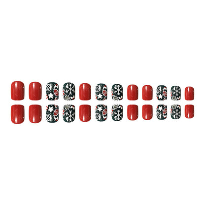 New FashionRemovable Christmas Light Red Nail Tips-homeunderwear