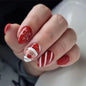 Long Oval Christmas Nail Tips with Winter Designs