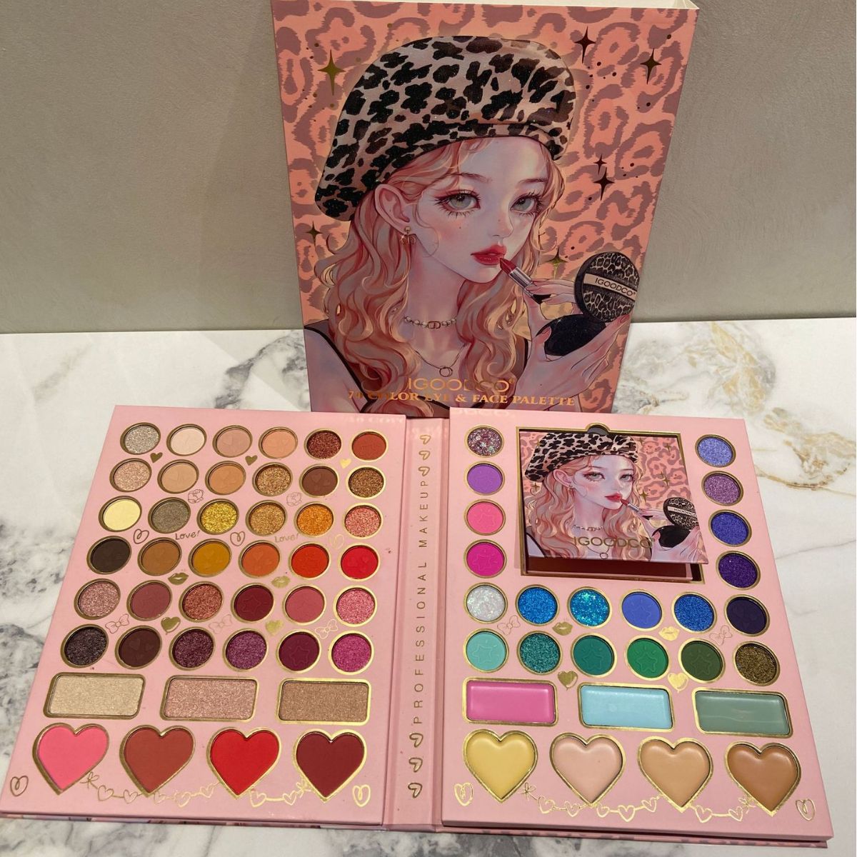 70-Color Sweet Heart Beauty Eye Shadow Palette - Matte & Shimmer with Brush