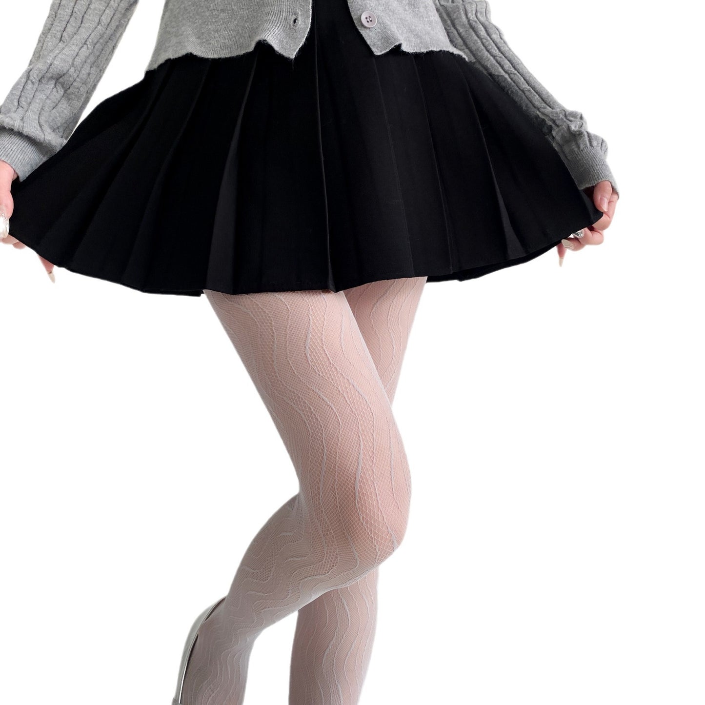 Sexy Thin Wavy Jacquard Lace Hollow Pantyhose