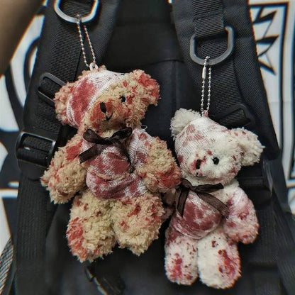 Free Shipping For 'OW!' Punk Bloody Injured Bear Bagchain Keychain