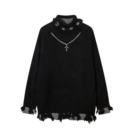 Free Shipping For 'Obscura' oversize ripped knitted sweater