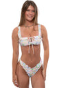 Free Shipping For Colored Digital Printing Lace Push Up Hollow Bikini Set