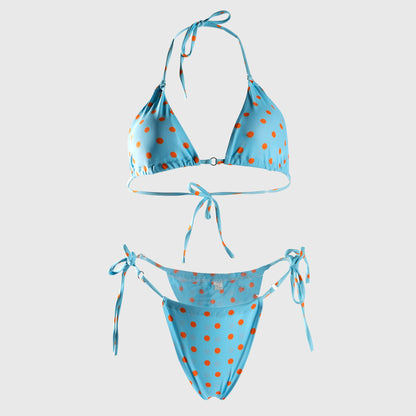 Free Shipping For Blue Digital Printing Double Fabric Bikini Set