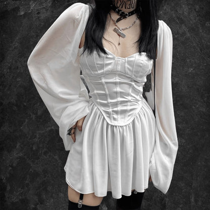 Free Shipping For 'Pale Moon' Long Sleeve Goth Corset Dress