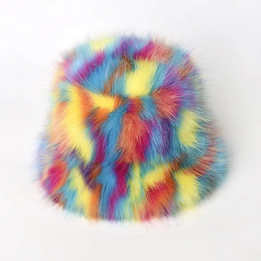 Free Shipping For 'Palette ' Furry Pride Pastel Rainbow Fluffy Hat