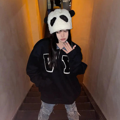 Free Shipping For 'Panda' Kawaii Black and White Fluffy Hat