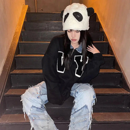 Free Shipping For 'Panda' Kawaii Black and White Fluffy Hat