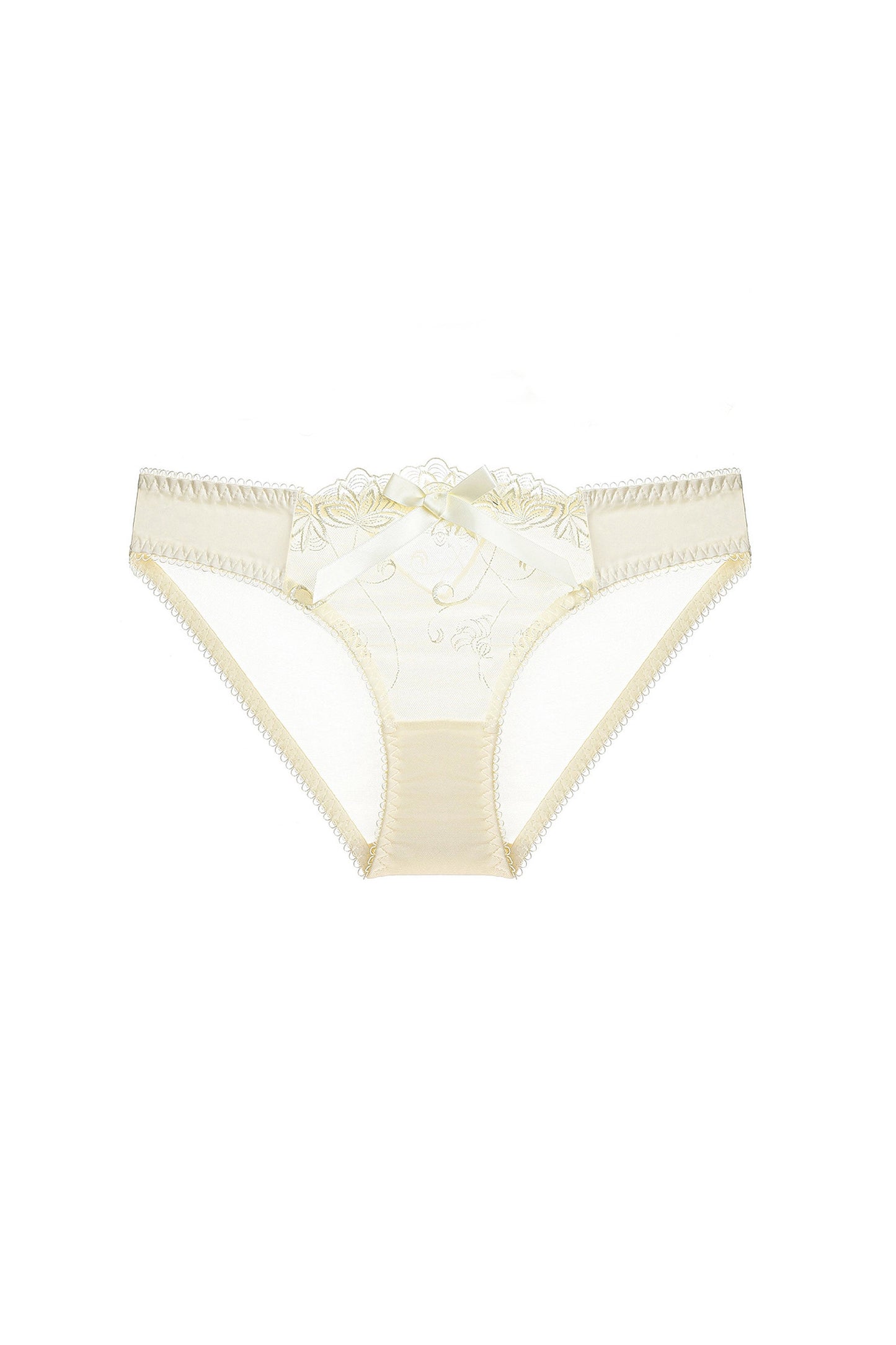 Free Shipping For Yellow Lace Tie Front Mesh Lingerie Panty