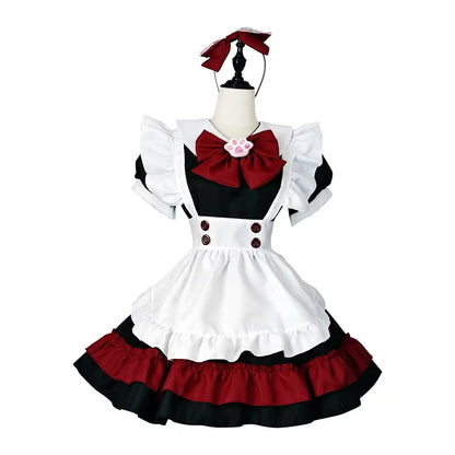 Free Shipping For 'Pawcess' Kawaii Goth Red Bow-tie Maid Dress