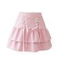 Free Shipping For 'Peach Cream' Bow-tie Pu Leather Skirts