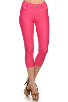 Free Shipping For  Women's Plus Size Pink 5-Pocket Skinny Capri Jeggings