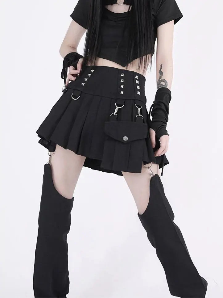 Free Shipping For 'Pistols' Tech-wear Rivet Detachable Skirt Pants