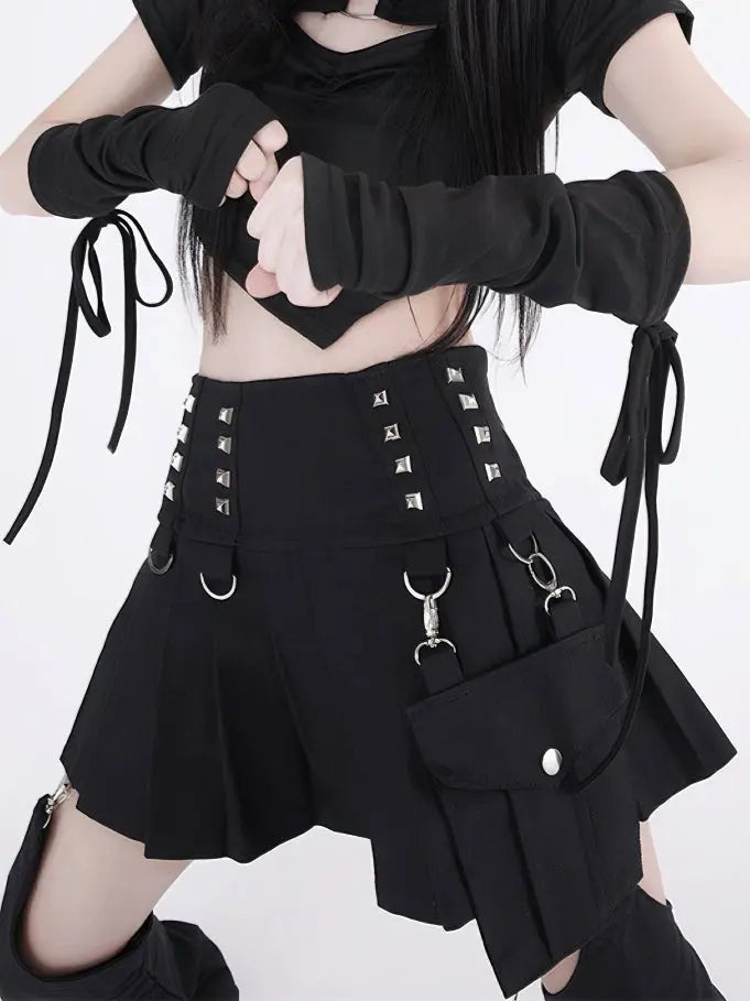 Free Shipping For 'Pistols' Tech-wear Rivet Detachable Skirt Pants